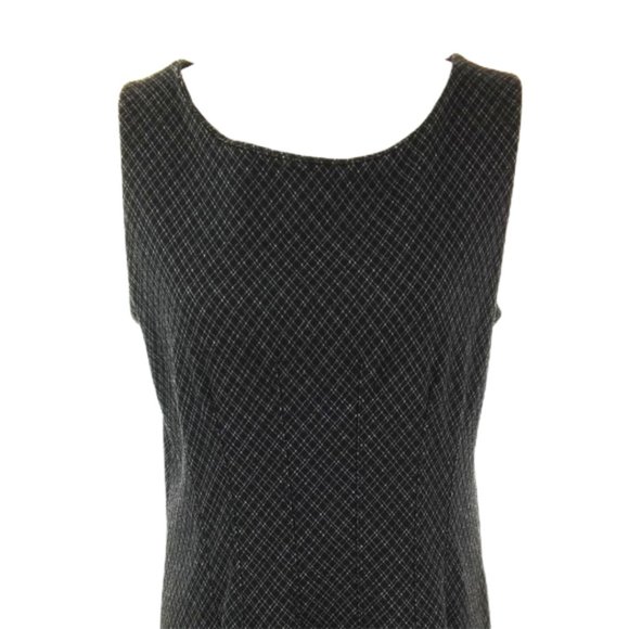 Merona Shift Dress Sz L Gray Black Plaid - Picture 3 of 8